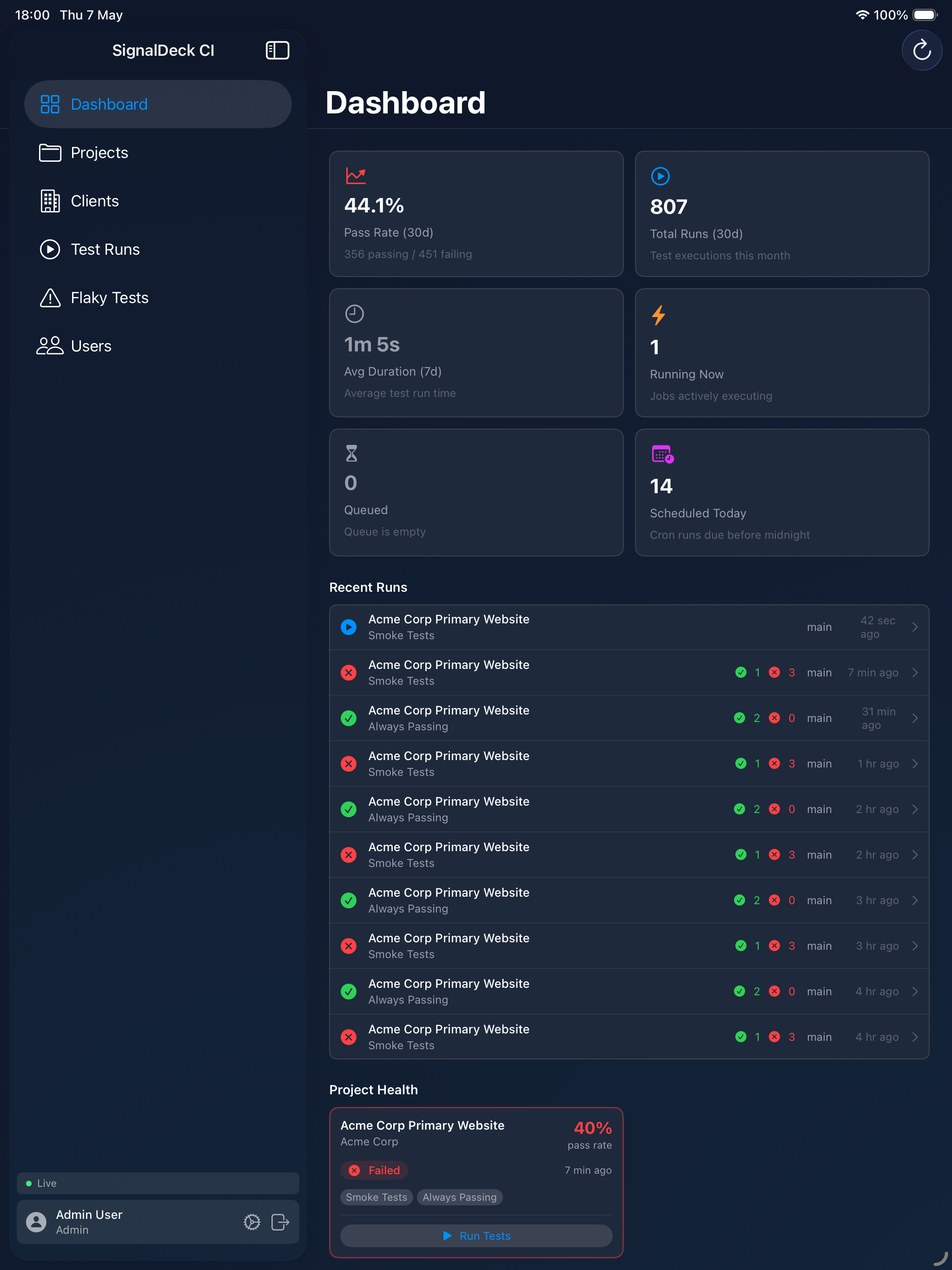 SignalDeck CI iPad app
